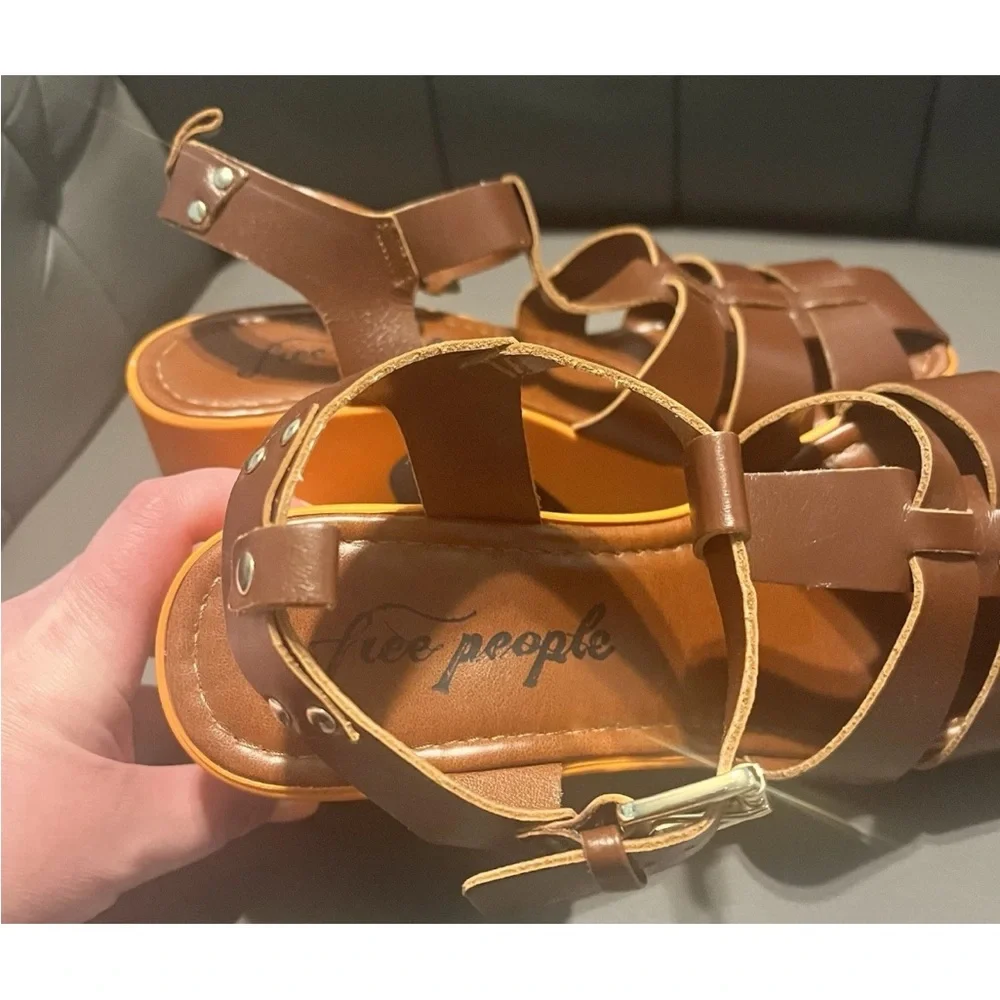 Free People Brown Platform Fishermen Sandals 10 M - Picture 4 of 6